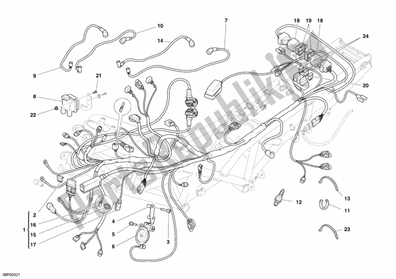 Tutte le parti per il Cablaggio Elettrico del Ducati Sport ST3 S ABS USA 1000 2006